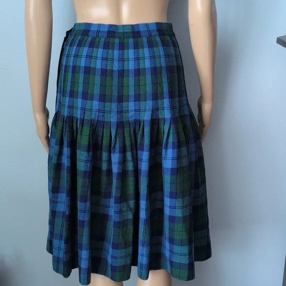 Vintage ALJEAN Canada 100% Wool Plaid Pleated Skirt Fits Size XXS - Picture 9 of 14